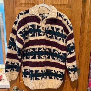 Multicolor Patterned wool handmade sweater